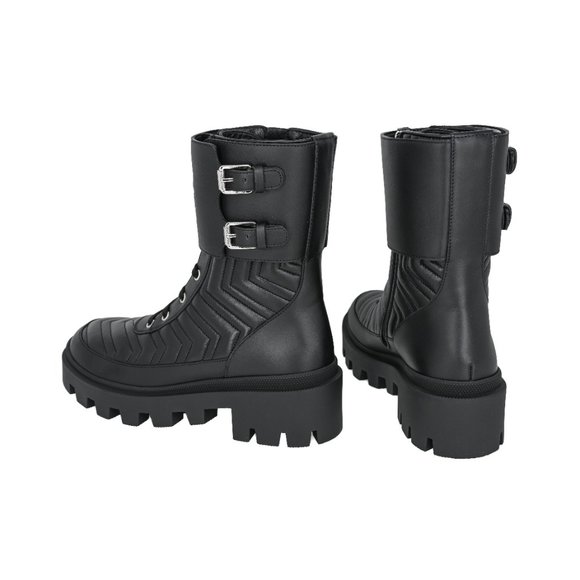 Gucci 628855 Women's Interlocking Gg Logo Matelasse Leather Ankle Boots - Picture 3 of 13